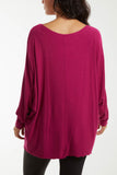 Khaki Round Neck Batwing Fine Knit Jumper For Women ONE SIZE - Dropwear