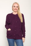 Cream Chunky Cable Knit Long Sleeve Cardigan For Women 8-10 - Dropwear