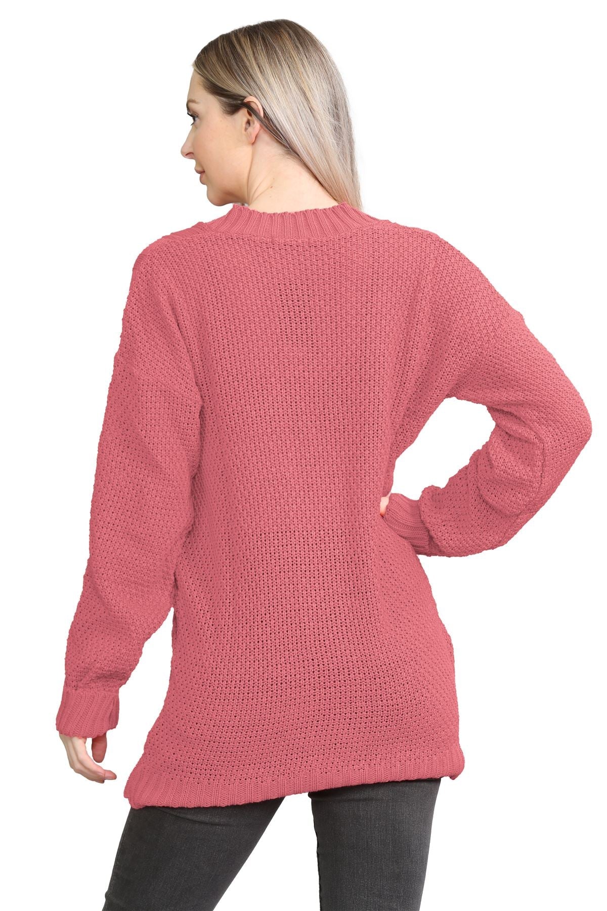 Cable Knitted Button Cardigan For Women  - Dropwear