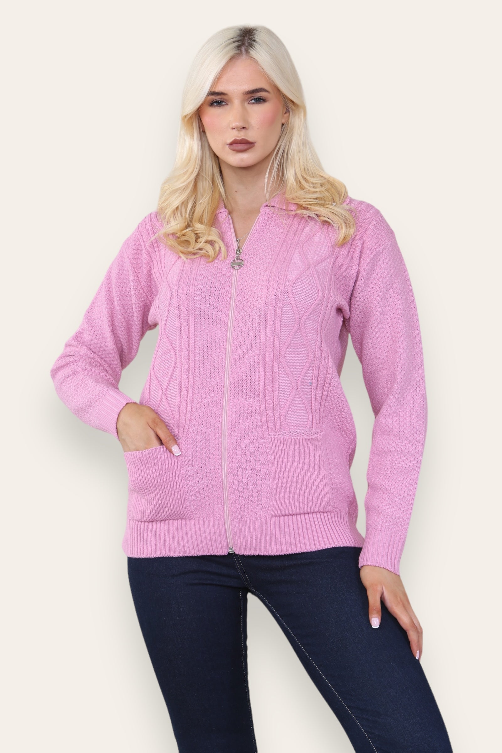 Black Zip Up Long Sleeve Cardigan For Women 12-14 - Dropwear