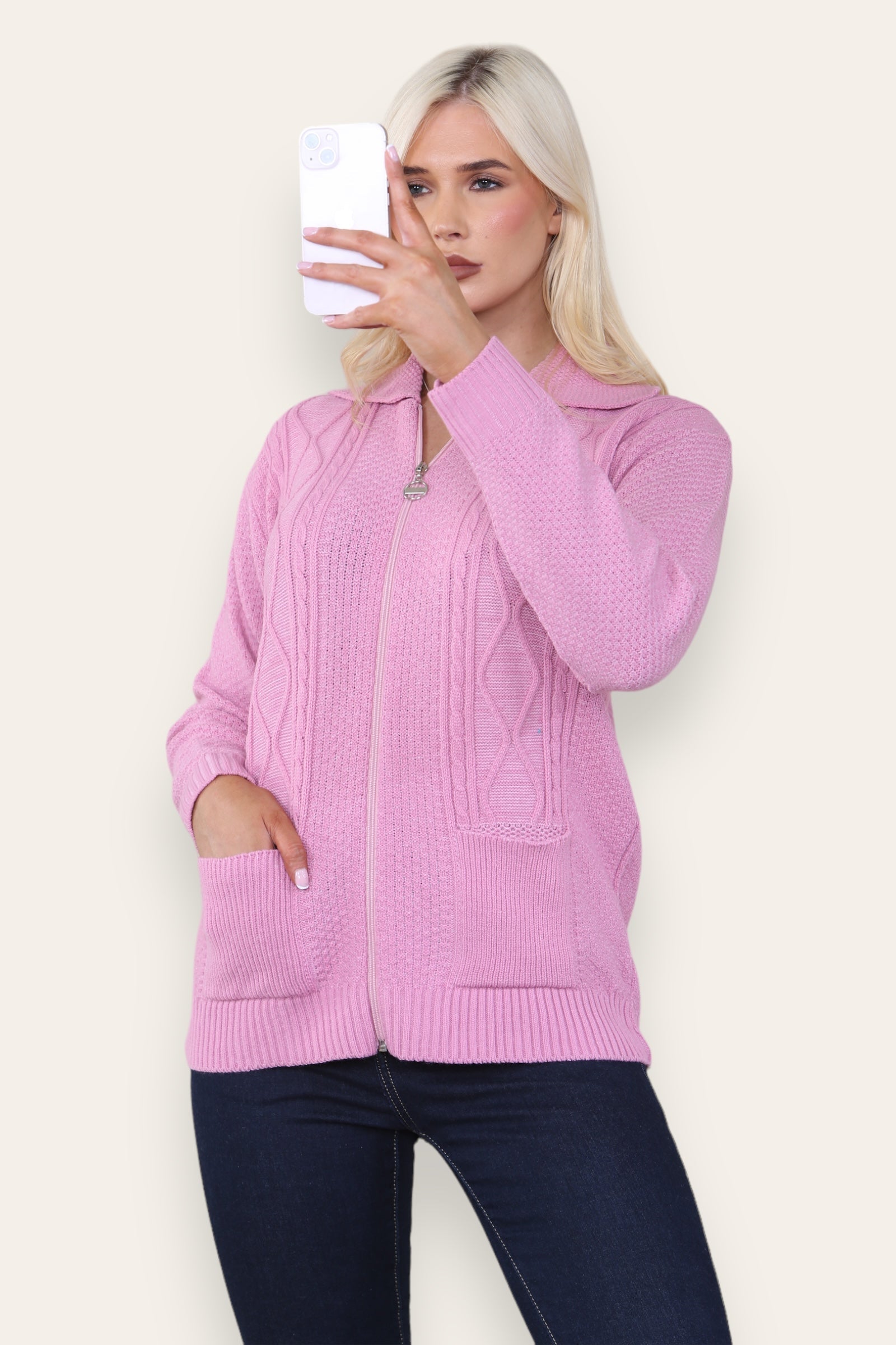 Black Zip Up Long Sleeve Cardigan For Women 20-22 - Dropwear