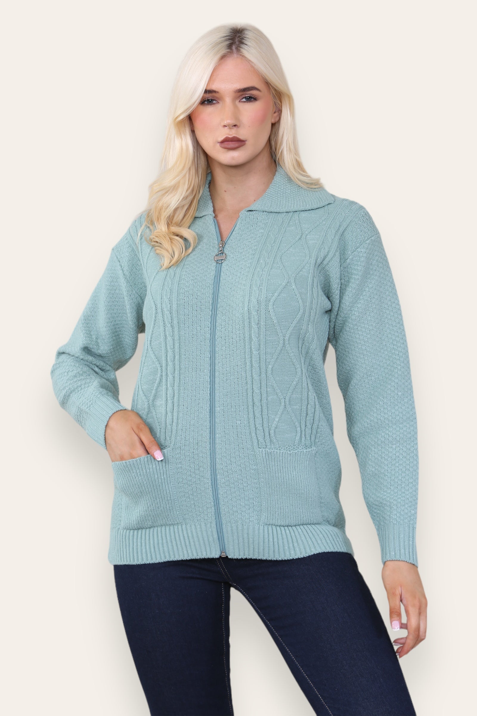 Black Zip Up Long Sleeve Cardigan For Women 16-18 - Dropwear