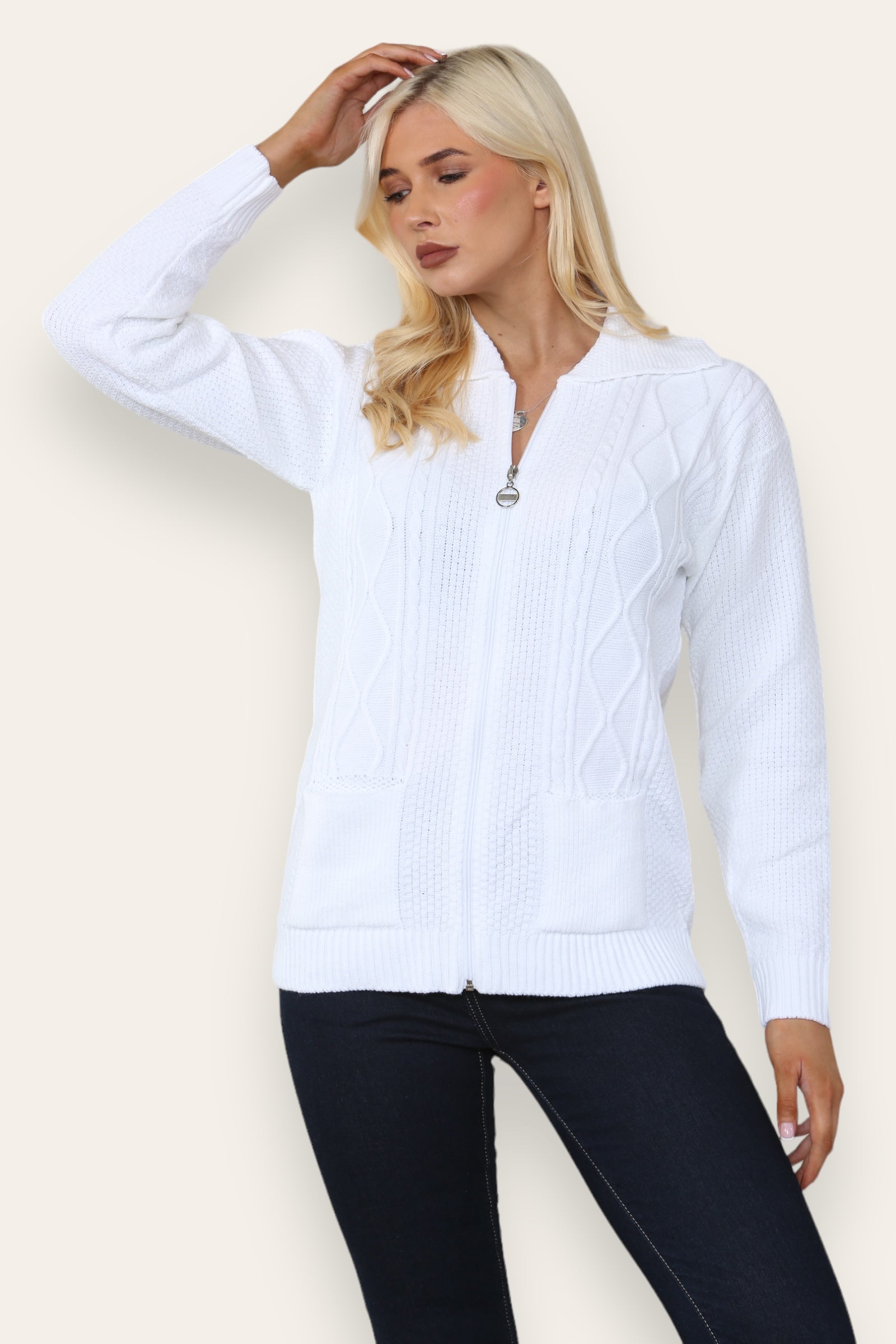 Lilac Zip Up Long Sleeve Cardigan For Women 8-10 - Dropwear