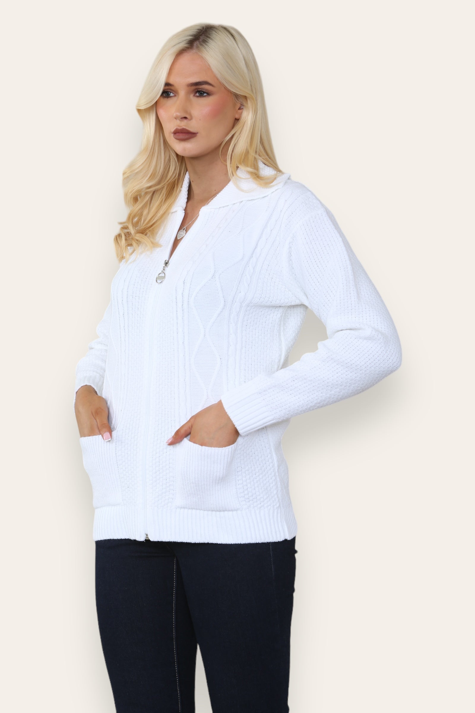Lilac Zip Up Long Sleeve Cardigan For Women 12-14 - Dropwear