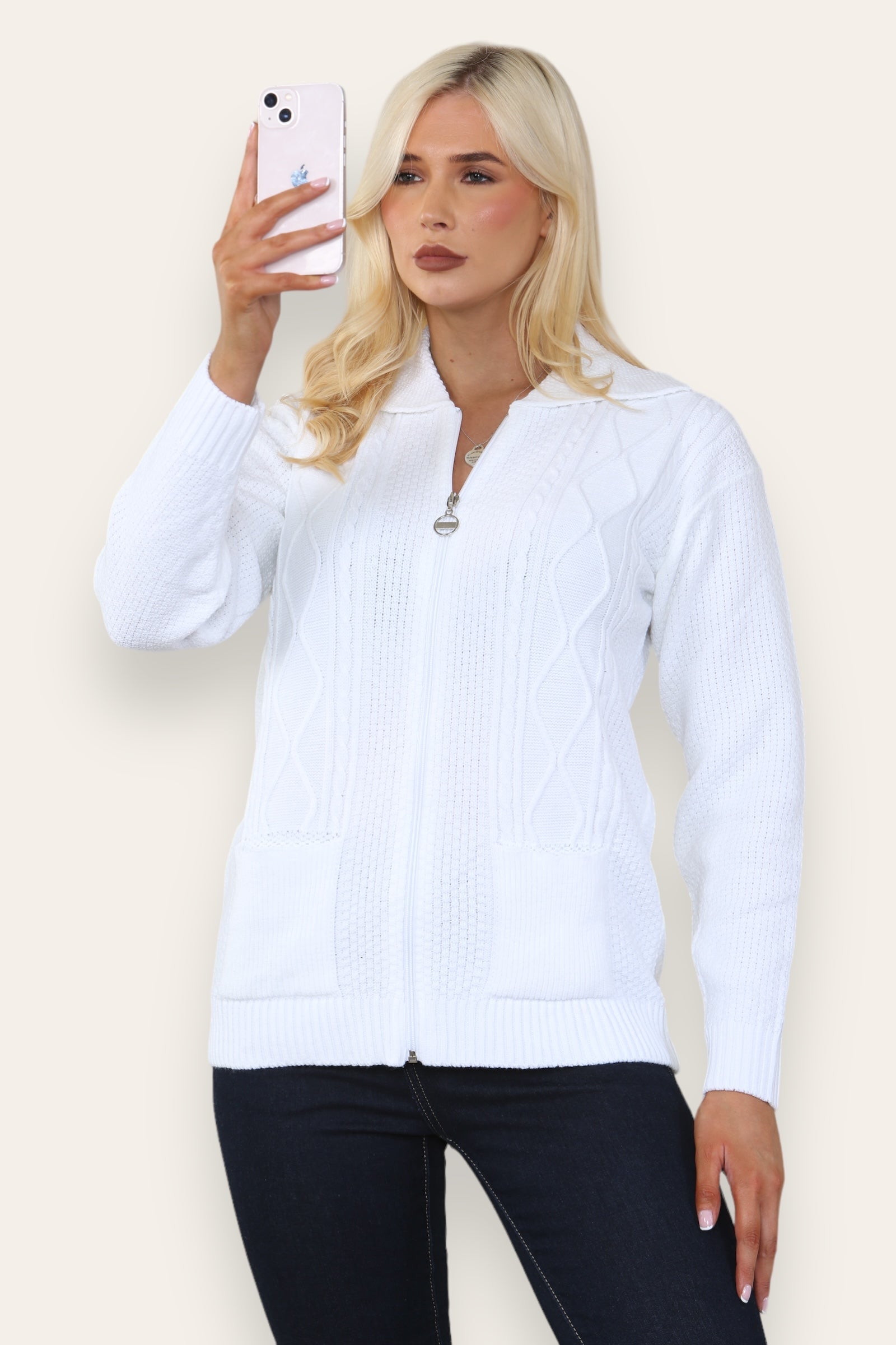 Lilac Zip Up Long Sleeve Cardigan For Women 20-22 - Dropwear