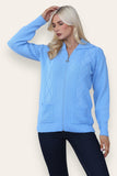 Sky Blue Zip Up Long Sleeve Cardigan For Women 8-10 - Dropwear