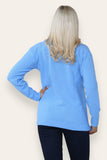 Sky Blue Zip Up Long Sleeve Cardigan For Women 16-18 - Dropwear