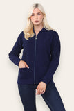Jade Green Zip Up Long Sleeve Cardigan For Women 8-10 - Dropwear