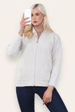 Silver Grey Zip Up Long Sleeve Cardigan For Women 20-22 - Dropwear