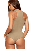 Solid Round Neck Fitted Tank Bodysuits - Basics For Women  - Dropwear