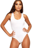 White Solid Round Neck Fitted Tank Bodysuits - Basics For Women 12-14 - Dropwear