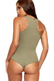 Solid Round Neck Fitted Tank Bodysuits - Basics For Women  - Dropwear