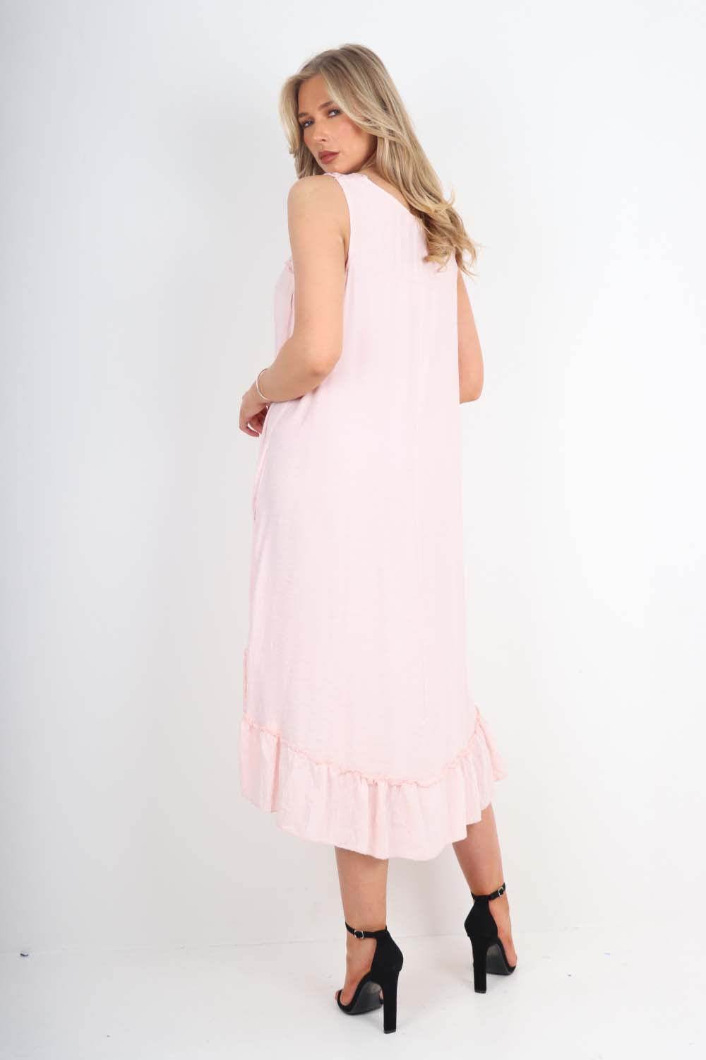 Grey Italian Lace Neckline Dipped Hem Dress For Women ONE SIZE (FITS UK 10-18) - Dropwear