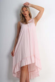 Khaki Italian Lace Neckline Dipped Hem Dress For Women ONE SIZE (FITS UK 10-18) - Dropwear