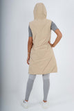 Italian Padded Pockets Hooded Zip up Long Gilet For Women  - Dropwear