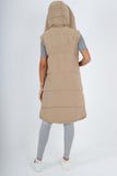 Italian Padded Pockets Hooded Long Gilet For Women  - Dropwear