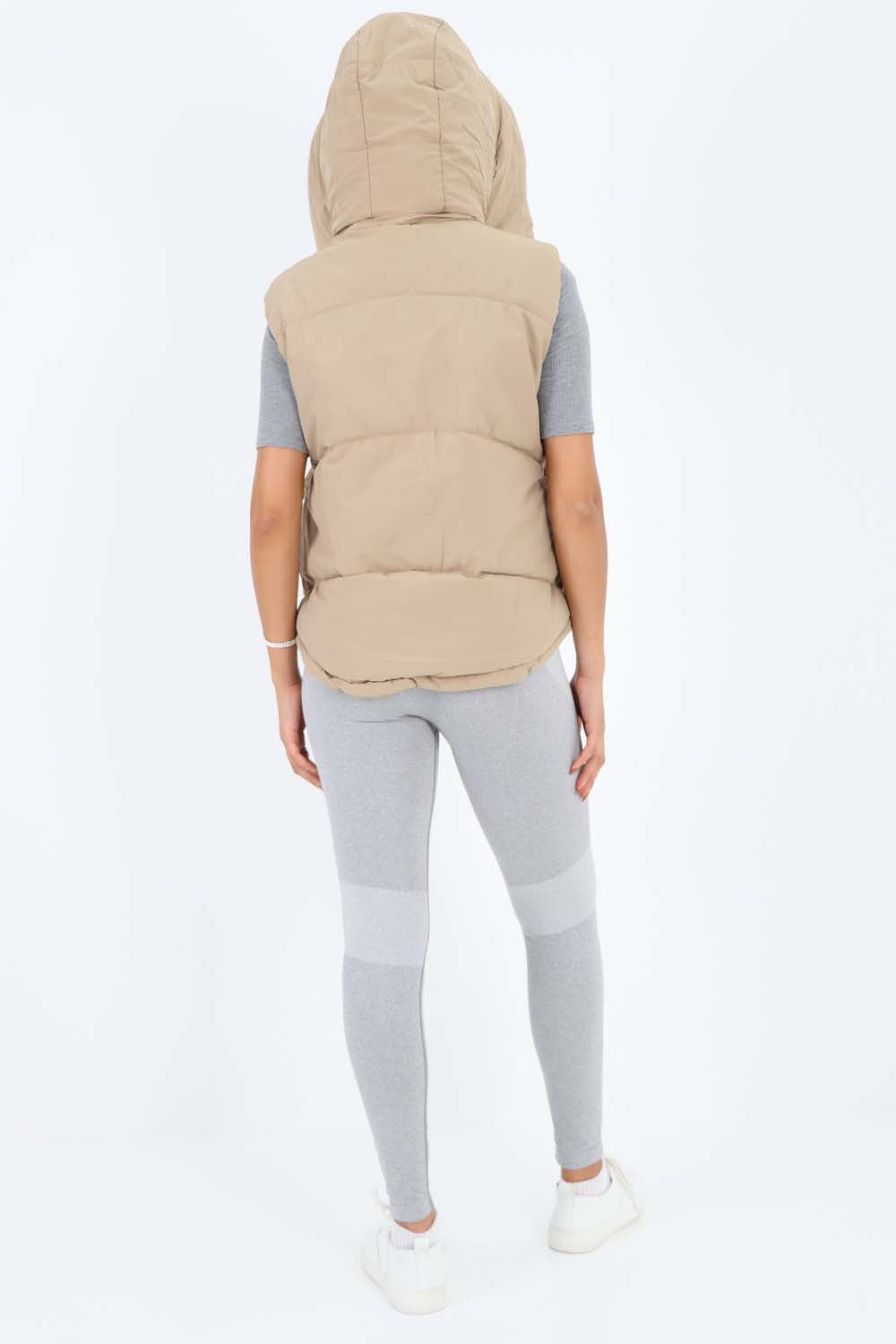 Italian Padded Pockets Hooded Gilet For Women  - Dropwear
