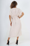 Blue Italian Drawestring Front Flared Linen Dress For Women ONE SIZE (FITS UK 12-22) - Dropwear