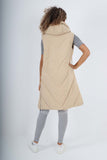 Dark Grey Italian Padded Pockets Hooded Zip up Long Gilet For Women ONE SIZE(FITS UK 10-18) - Dropwear