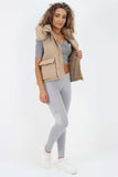 Cream Italian Padded Pockets Hooded Gilet For Women ONE SIZE(FITS UK 8-16) - Dropwear