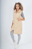 Italian Padded Pockets Hooded Zip up Long Gilet For Women  - Dropwear