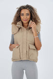 Italian Padded Pockets Hooded Gilet For Women  - Dropwear
