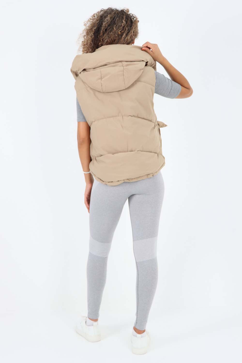 Italian Padded Pockets Hooded Gilet For Women  - Dropwear