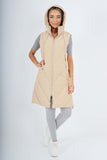 Italian Padded Pockets Hooded Zip up Long Gilet For Women  - Dropwear
