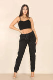 Beige Italian Glitter Drawstring Waistband Magic Pants For Women 8 - Dropwear