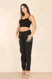 Beige Italian Glitter Drawstring Waistband Magic Pants For Women 10 - Dropwear