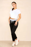 Denim Blue Plus Size Italian Plain Drawstring Cotton Joggers For Women 16 - Dropwear