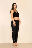 Beige Italian Glitter Drawstring Waistband Magic Pants For Women 12 - Dropwear