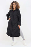 Italian Quilted Hooded Long Jacket Coat For Women  - Dropwear