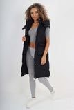Italian Padded Pockets Hooded Long Gilet For Women  - Dropwear