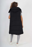 Italian Padded Pockets Hooded Long Gilet For Women  - Dropwear