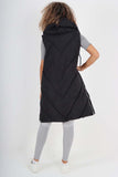 Italian Padded Pockets Hooded Zip up Long Gilet For Women  - Dropwear
