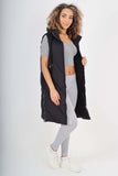 Italian Padded Pockets Hooded Zip up Long Gilet For Women  - Dropwear
