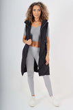Italian Padded Pockets Hooded Zip up Long Gilet For Women  - Dropwear