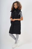 Italian Padded Pockets Hooded Long Gilet For Women  - Dropwear