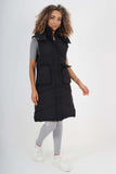 Italian Padded Pockets Hooded Long Gilet For Women  - Dropwear