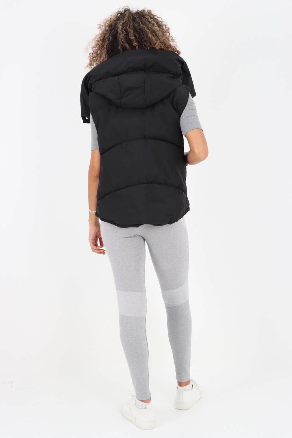 Italian Padded Pockets Hooded Gilet For Women  - Dropwear
