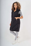 Italian Padded Pockets Hooded Zip up Long Gilet For Women  - Dropwear
