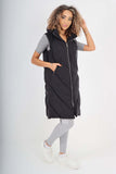 Italian Padded Pockets Hooded Zip up Long Gilet For Women  - Dropwear