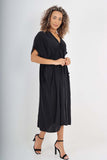 Grey Italian Drawestring Front Flared Linen Dress For Women ONE SIZE (FITS UK 12-22) - Dropwear