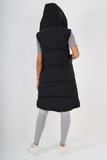 Italian Padded Pockets Hooded Long Gilet For Women  - Dropwear