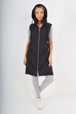 Italian Padded Pockets Hooded Zip up Long Gilet For Women  - Dropwear