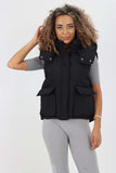 Italian Padded Pockets Hooded Gilet For Women  - Dropwear