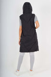 Italian Padded Pockets Hooded Zip up Long Gilet For Women  - Dropwear