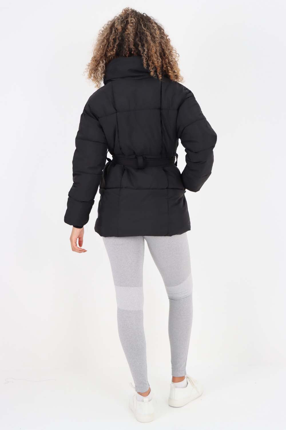 Stone Italian Belted Hooded Jacket Coat For Women ONE SIZE(FITS UK 8-16) - Dropwear