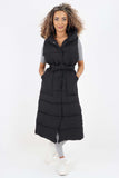 Italian Belted Hooded Long Gilet For Women  - Dropwear